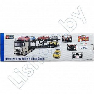 Автовоз Bburago Mercedes Benz Actros + машинка Bburago VW Polo GTI Mark 5 (18-31456/18-31458) beige