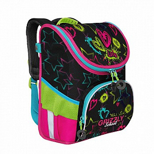 Рюкзак школьный GRIZZLY RAn-082-1 /2 black/honeysuckle