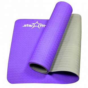 Гимнастический коврик для йоги, фитнеса Starfit FM-201 TPE purple/grey 173x61x0,6