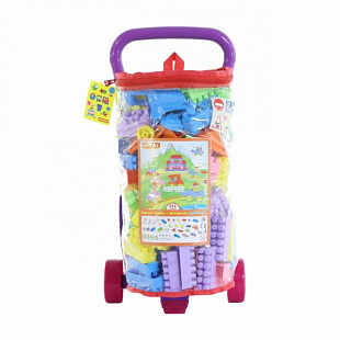 Игровой набор Полесье Тележка Caddie и Конструктор Строитель 251 элемент 54487