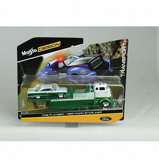 Эвакуатор игрушечный и машинка Maisto COE Flatbed & 1960 Ford Starliner (15055)
