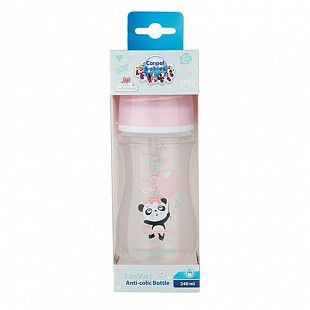 Антиколиковая бутылочка для кормления Canpol babies Easystart EXOTIC ANIMALS с широким горлышком 240 мл., 3 мес.+ (35/221_pin) pink