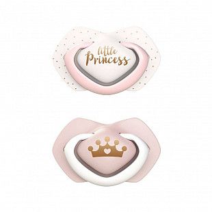 Пустышка Canpol babies Royal Baby Силиконовая Симметричная 0-6 мес., 2 шт. (22/650_pin) pink