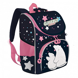 Рюкзак школьный с мешком GRIZZLY RAm-184-2 /2 dark blue/pink