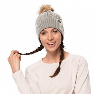 Шапка женская Jack Wolfskin Narita Pompom Cap Women dusty grey
