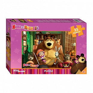 Мозаика Step Puzzle Маша и Медведь 35 Maxi Анимаккорд 91211