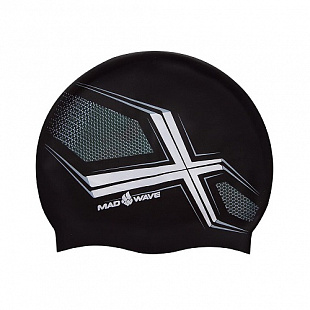Шапочка для бассейна (плавания) взрослая Mad Wave Silicone Printed Spyder black/white