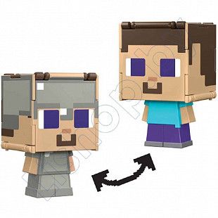 Фигурка Minecraft Flippin' Figs с трансформацией 2в1 Стив (HTL43 HTL44)