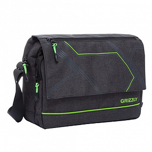 Сумка молодежная GRIZZLY MM-805-4 black/lime