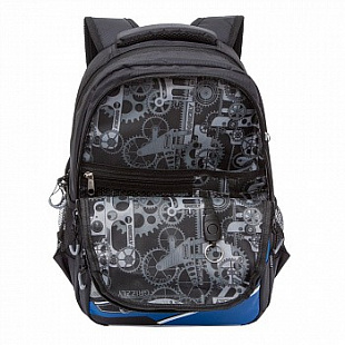 Рюкзак школьный GRIZZLY RB-054-2 /2 black/blue