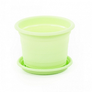 Горшок цветочный Полесье Ксения №1 с поддонником 0,25 л 73723 Light Green