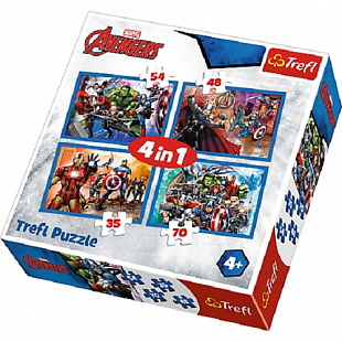 Пазл Trefl Бесстрашные Мстители 4 в 1 34310