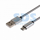 USB кабель Rexant microUSB, шнур в металлической оплетке silver 18-4241