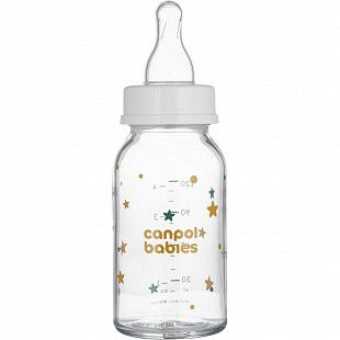 Стеклянная бутылочка для кормления Canpol babies TOYS с узким горлышком 120 мл., 3 мес.+ (42/202_white)
