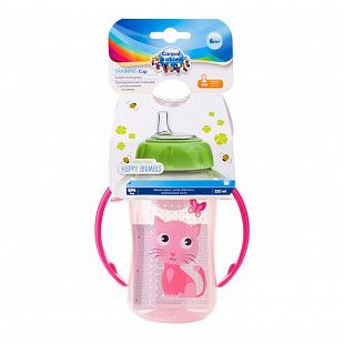Поильник Canpol babies CUTE ANIMALS с ручками и силиконовым носиком 6м+ 320мл (56/512_pin) pink