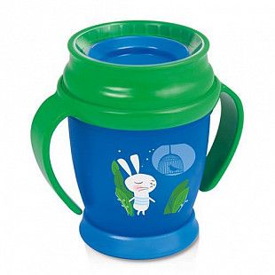 Поильник-непроливайка Lovi 360° Follow the Rabbit 210мл 9м+ 1/535new Blue/Green