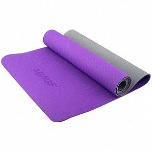 Гимнастический коврик для йоги, фитнеса Starfit FM-201 TPE purple/grey (173x61x0,5)