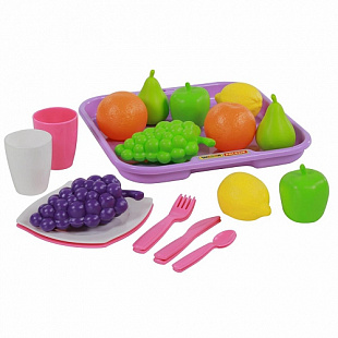Игровой набор продуктов Полесье с посудкой и подносом 46970