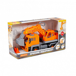 Машинка Полесье Алмаз автомобиль-экскаватор №2 88987 orange (в коробке)