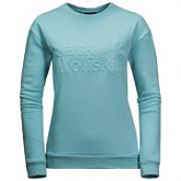 Пуловер женский Jack Wolfskin Logo Sweatshirt W aqua