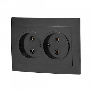 Розетка Юпитер 2-ая Стандарт RS 16-237 Ч без заземления black JP7423-04
