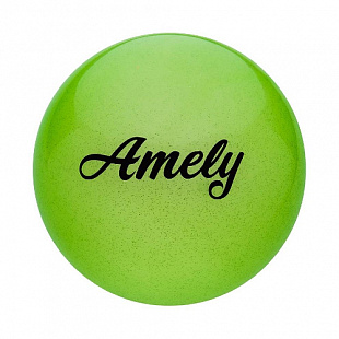 Мяч для художественной гимнастики Amely с блестками AGB-102 15 см green