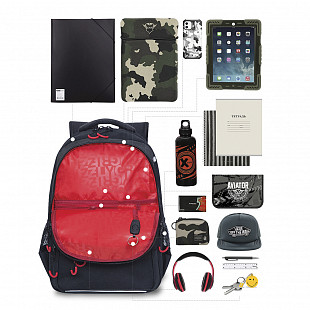 Рюкзак школьный GRIZZLY RB-154-3 /1 black/red