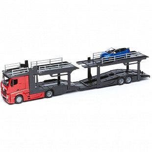Автовоз Bburago Mercedes Benz Actros + машинка Bburago Ford Renault Captur (18-31456/18-31457) red