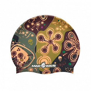 Шапочка для бассейна (плавания) взрослая Mad Wave Silicone Printed Melancholic khaki