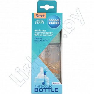 Антиколиковая бутылочка для кормления Canpol babies EasyStart Mountains с широким горлышком 240 мл 3 мес. + (35/243_gre)