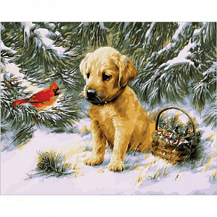 Картина по номерам Picasso Щенок под елкой PC4050110