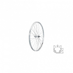Переднее колесо Kellys Event 26" одинарный обод 559х19 36Н на гайках silver ZKE18525