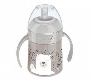Поильник-непроливайка Lovi Buddy bearr с трубочкой 150 мл., 6 мес. + (35/360) Beige/Gray