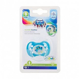 Пустышка Canpol babies Owls Силиконовая Симметричная 6-18 мес. (22/569) light blue