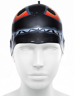Шапочка для бассейна (плавания) детская Mad Wave Silicone Junior with fin Shark black