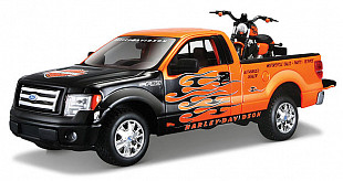 Масштабная модель автомобиля Maisto 1:24 Форд F-150 пикап с мотоциклом (32182)