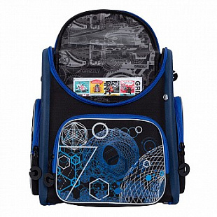 Рюкзак школьный GRIZZLY RAr-081-6 /2 black/blue