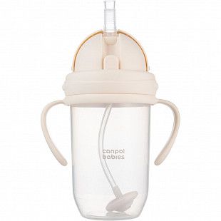 Поильник непроливающий Canpol babies с трубочкой и утяжелителем 270 мл 6+ (56/623_cre) creme