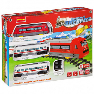 Железная дорога Bondibon  "Восточный экспресс" локомотив с двумя вагонами, свет, звук