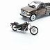 Масштабная модель автомобиля Maisto 1:24 HD Форд F-350 Супердьюти пикап (1999) с мотоциклом  (32181) black/orange