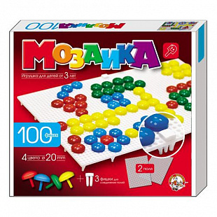 Пластмассовая мозаика Десятое Королевство для детей, 100 элементов, 2 поля 000979