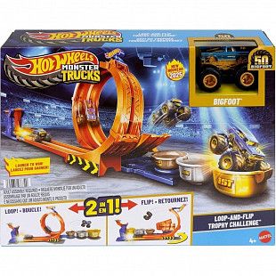 Машинка Hot Wheels 1:43 Monster Trucks Loop-And-Flip Trophy Challenge (JBX64)