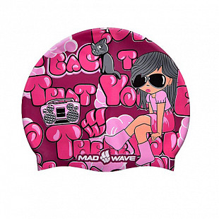 Шапочка для бассейна (плавания) детская Mad Wave Disco purple