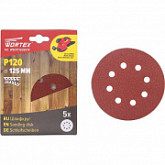 Шлифлист для дерева самозакрепляющийся Wortex 12,5 см Р120 (5 штук) WSD11120E519