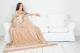 Новогодний плед с рукавами бежевый Sleepy New Year Beige