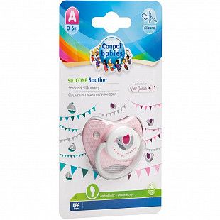 Пустышка анатомическая силиконовая Canpol babies Let’s Celebrate 0-6 мес. (23/279_pin) pink