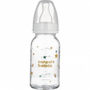 Стеклянная бутылочка для кормления Canpol babies TOYS с узким горлышком 120 мл., 3 мес.+ (42/202_white)