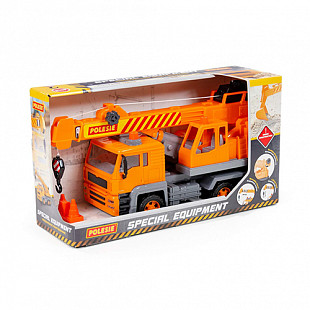 Машинка Полесье Алмаз автомобиль-кран №2 88994 orange (в коробке)