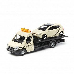 Масштабная модель автомобиля Bburago Street Fire Эвакуатор и Volksvagen Polo GTI 1:43 (18-31400) Black/Beige