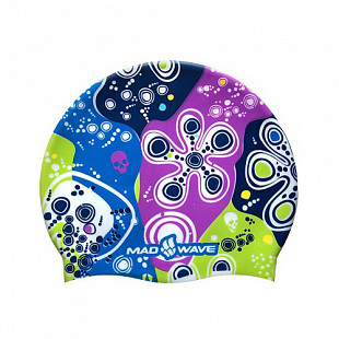 Шапочка для бассейна (плавания) взрослая Mad Wave Silicone Printed Melancholic blue/purple